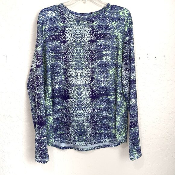 Silver Bait Performance Fishing Shirt Mens XL Purple Green ThumbHoles Zip Pocket - Picture 1 of 7